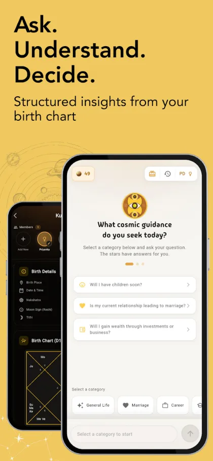 Uttara by Oracular app screens